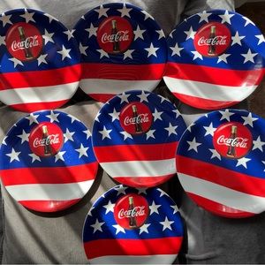 Vintage Plastic Coca-Cola Plates Stars and Stripes